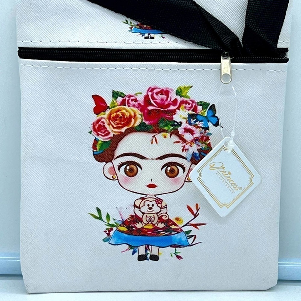 NWT PRINCESS Accessories Frida Kahlo white shoulder or crossbody bag - Picture 15 of 16